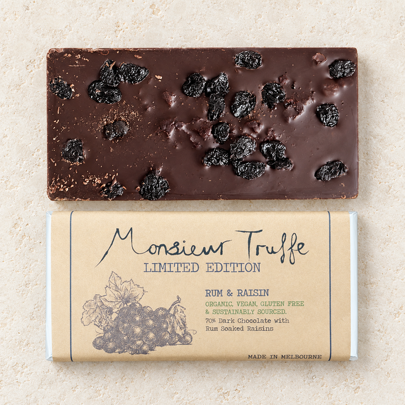 Monsieur Truffe Milk 70% Dark Rum & Raisin