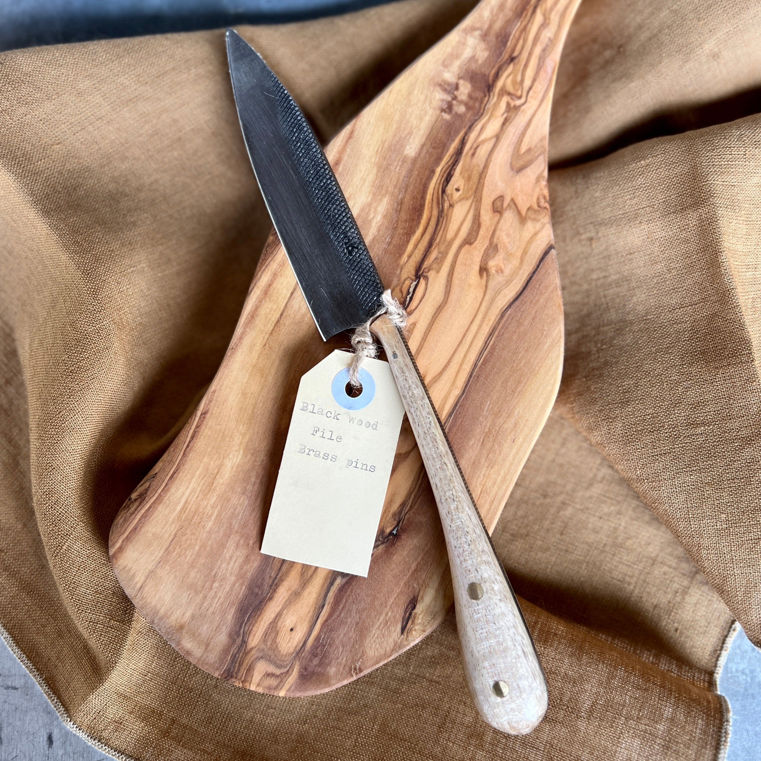 Dog Boy Cheese Knife [Blackwood File with Brass Pins]