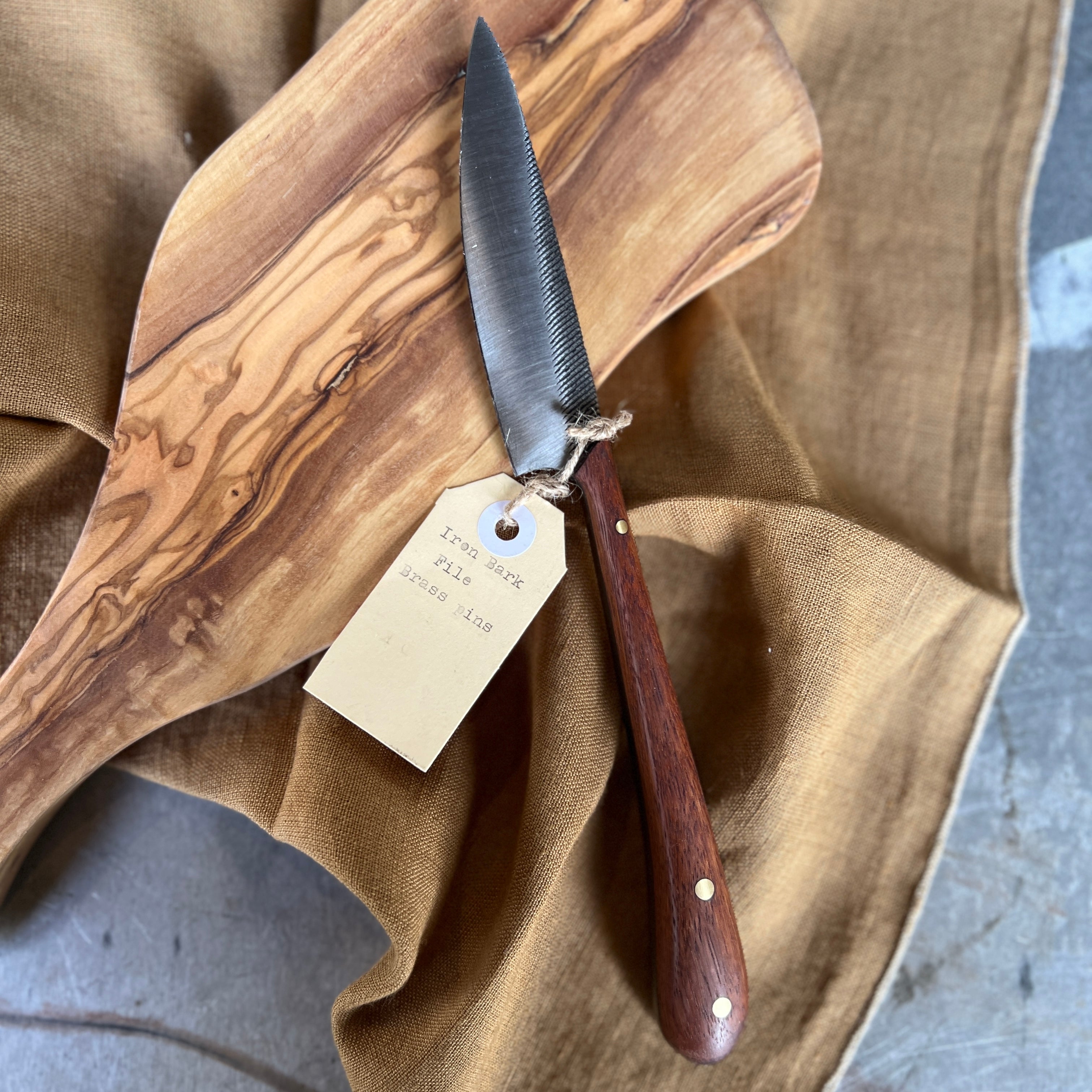 Dog Boy Cheese Knife [Iron Bark File with Brass Pins]