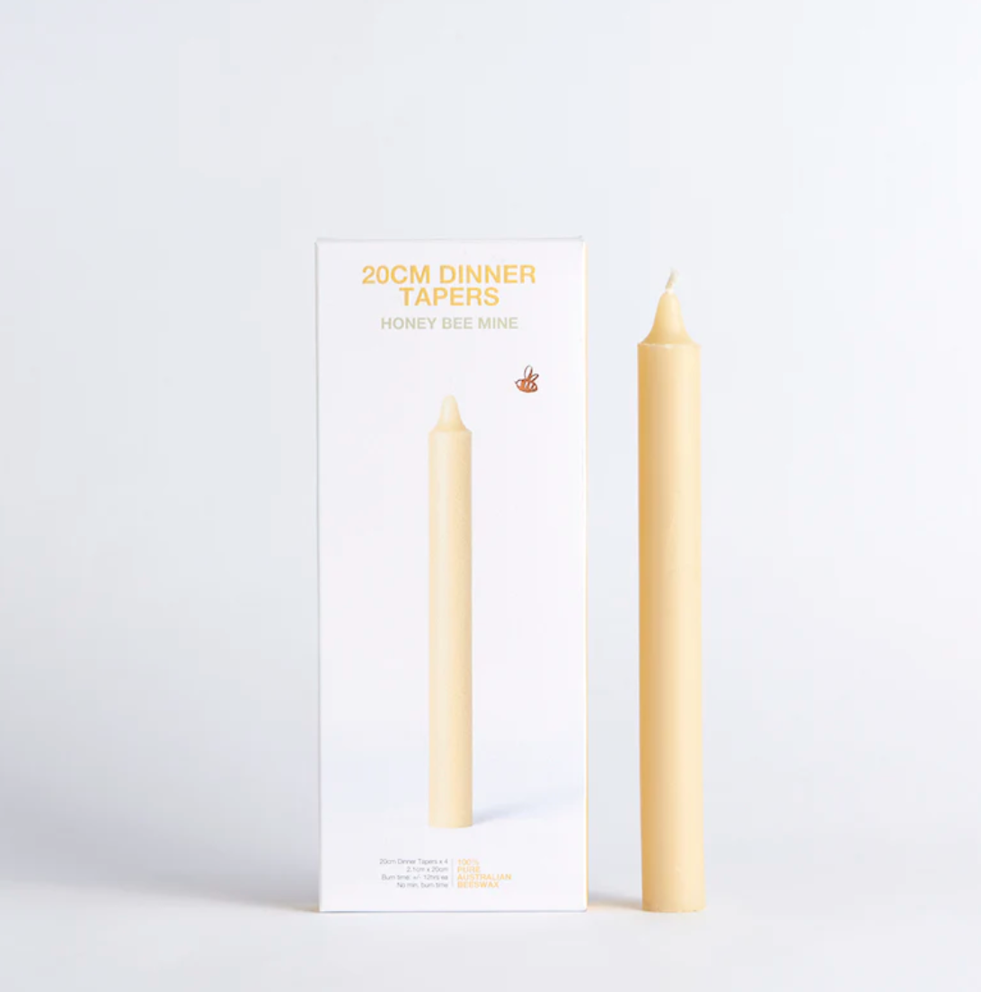Queen B Taper Beeswax Dinner Candle